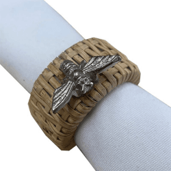 Image showing the Bee Set of 4 Napkin Rings, D6cm, Rattan product.