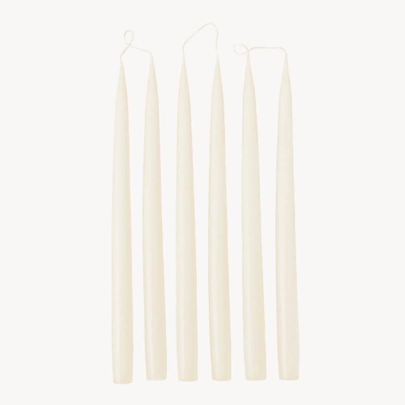 Set of 6 Tapered Dinner Candles, H35cm, Off White