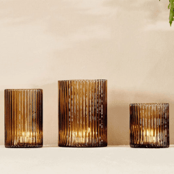Image showing the Malana Candle Holder, Smoke Brown, Smoke Brown product.