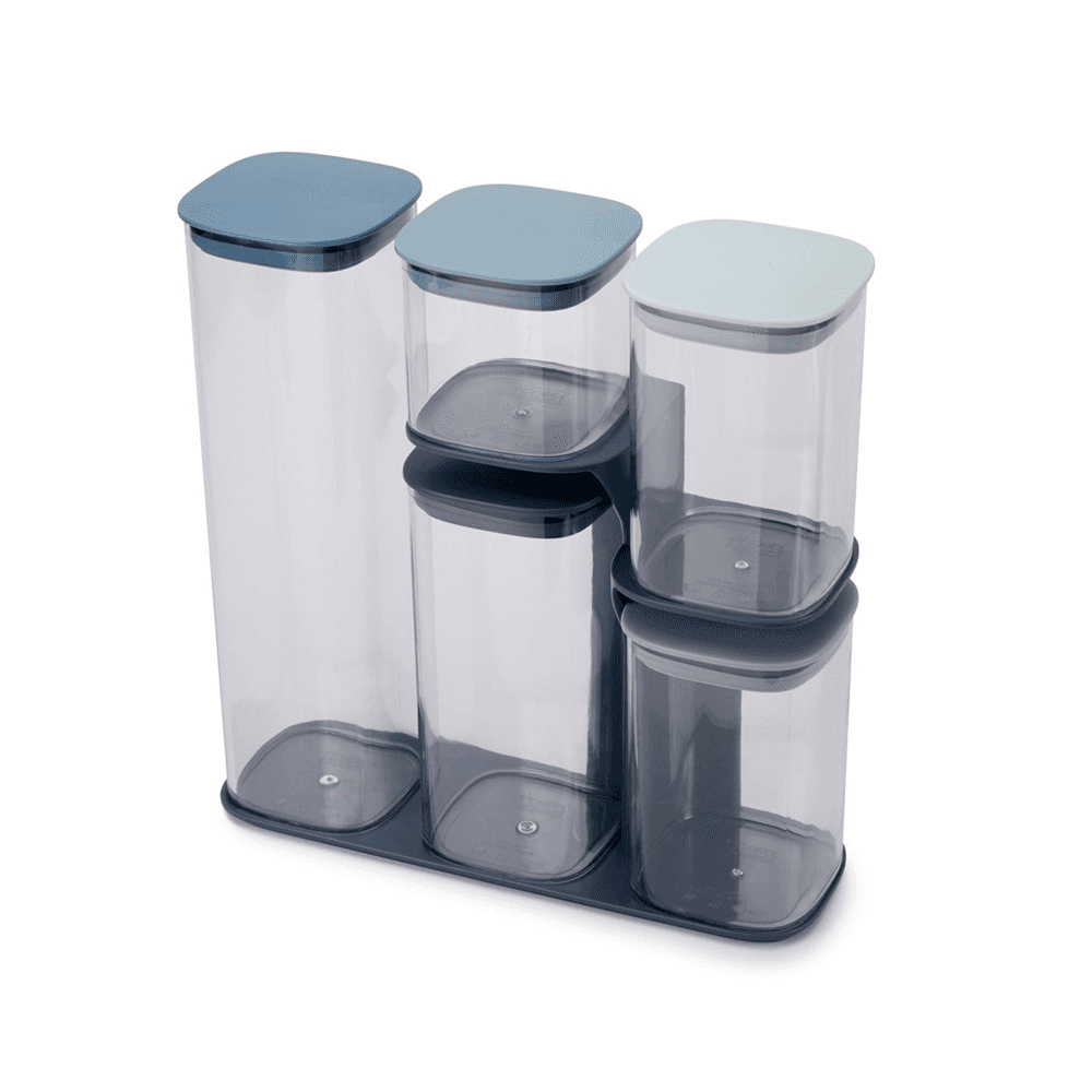 Editions 5 piece podium storage jar set with stand, Sky Blue