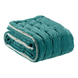 Image showing the Elise Velvet Eiderdown, 160 x 160cm, Green/Grey product.