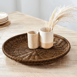 Image showing the Pecan Rattan Round Tray, D43cm, Brown product.