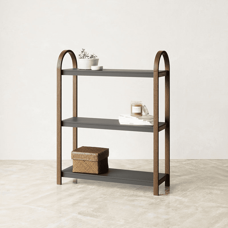 Bellwood Three Tier Freestanding Shelf, Black & Walnut