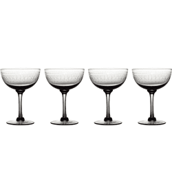Image showing the Ovals Set of 4 Champagne Saucers, 150ml, Smoky product.