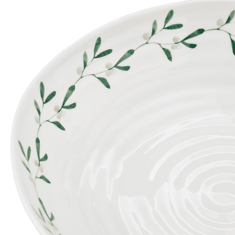 Mistletoe Set of 4 Pasta Bowls, D23.5cm, White/Green