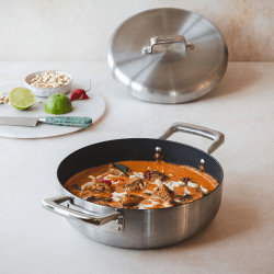 Image showing the Urban Triply Chefs Pan with Dome Lid, 26cm, Stainless Steel product.