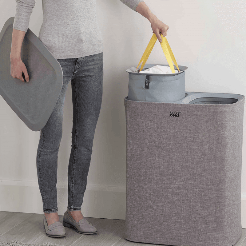 Easy-Empty Laundry Basket, 90L, Grey
