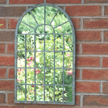 Image showing the Arch Window Outdoor Mirror, 60cm, Grey product.