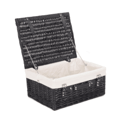 Image showing the 16" Black Hamper with White Lining, Black/Cream product.
