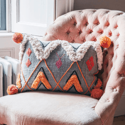 Image showing the Kala Tribal Cushion, 50 x 35 cm, Grey product.