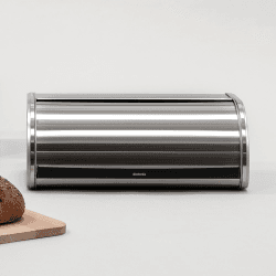 Image showing the Roll Top Bread bin, H17 x W44.5 x D26cm, Matt Steel product.