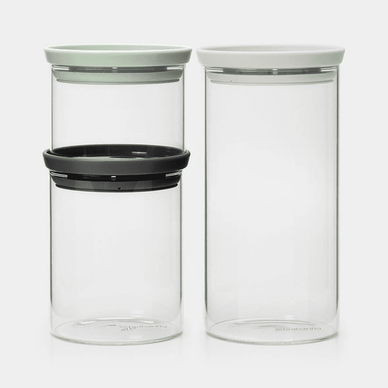 Stackable Glass Jar Set of 3, Mixed