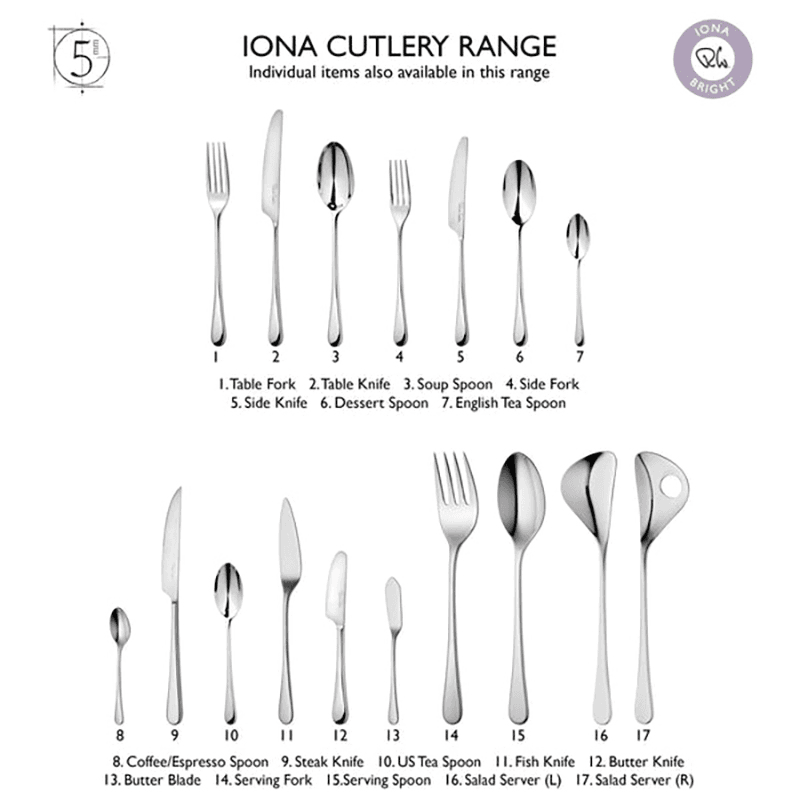 Iona Bright 24 piece cutlery set, Stainless Steel