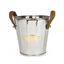 Image showing the Heritage Wine cooler with leather handle, 22 x 23cm, Stainless Steel, Brass And Leather product.