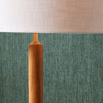Image showing the Toma Floor Lamp With Linen Drum Shade, H133cm, Oiled Wood product.