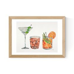 Image showing the Cat Coquillette Classic Cocktails Art Print, H61.5 x W44cm, Multi product.