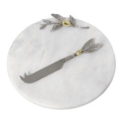 Image showing the Olive Cheeseboard & Knife Set, D25cm, Marble product.