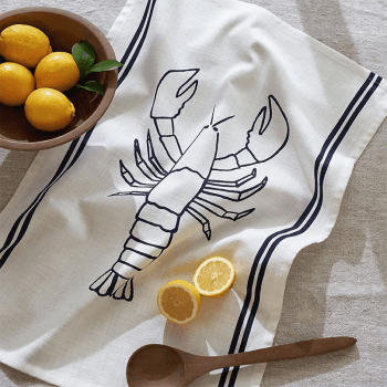 Image showing the Lobster Tea Towel, 50 x 70cm, White/Blue product.