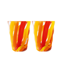 Image showing the Folk Set of 2 Tumblers, 280ml, Orange/Red/Yellow product.