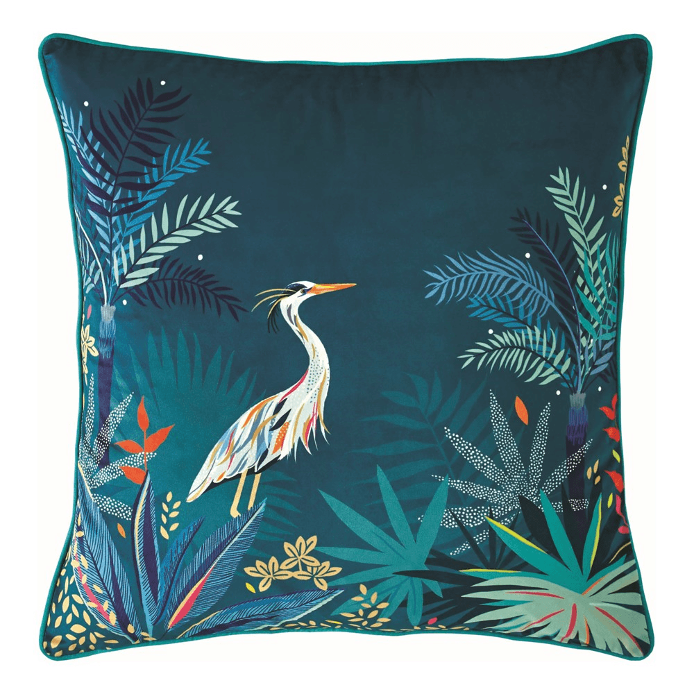 Heron Cushion, 50 x 50cm, Teal