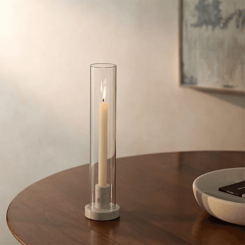 Marble Hurricane Dinner Candle Holder, H37cm, Clear