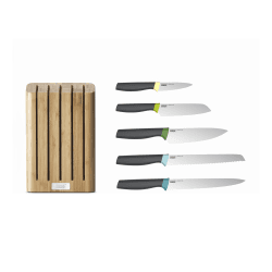 Image showing the Elevate 5 piece knife set with bamboo block, H6 x W35.5 x D15cm, Opal product.