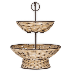 Image showing the Montali 2 Tier Fruit Stand, H37cm, Black & Natural product.
