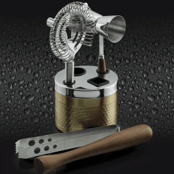 Image showing the 5 Piece Cocktail Tool Set, Hammered Brass Finish product.
