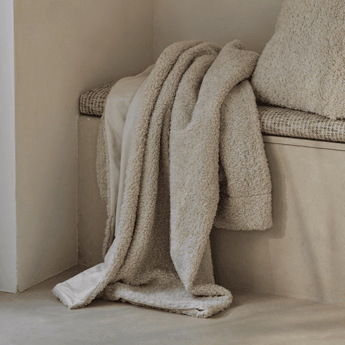 Olann Shearling Fleece Throw, 130 x 180cm, Natural