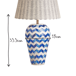 Image showing the Ziggy Natural Bone Table Lamp, H35.5cm, Blue product.