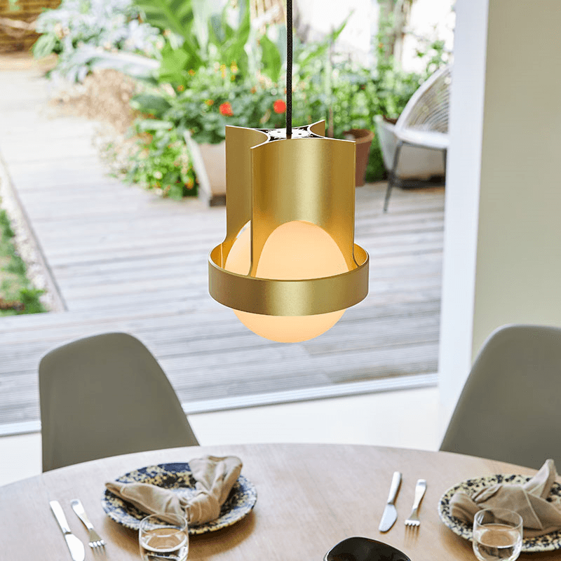 Large Loop Single Pendant with Sphere IV, Gold