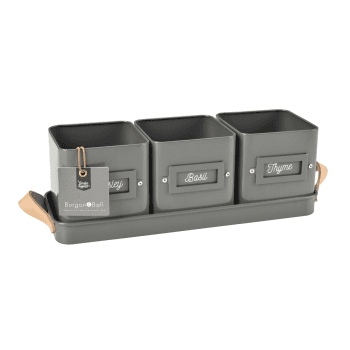 Image showing the Enamelware Herb Pot, Set of 3, Charcoal, Grey product.