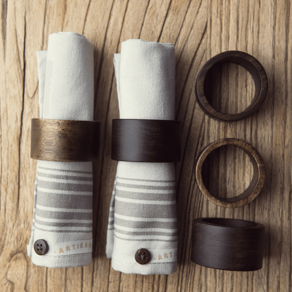 Set of 4 napkin rings, Dia5cm, Acacia Wood
