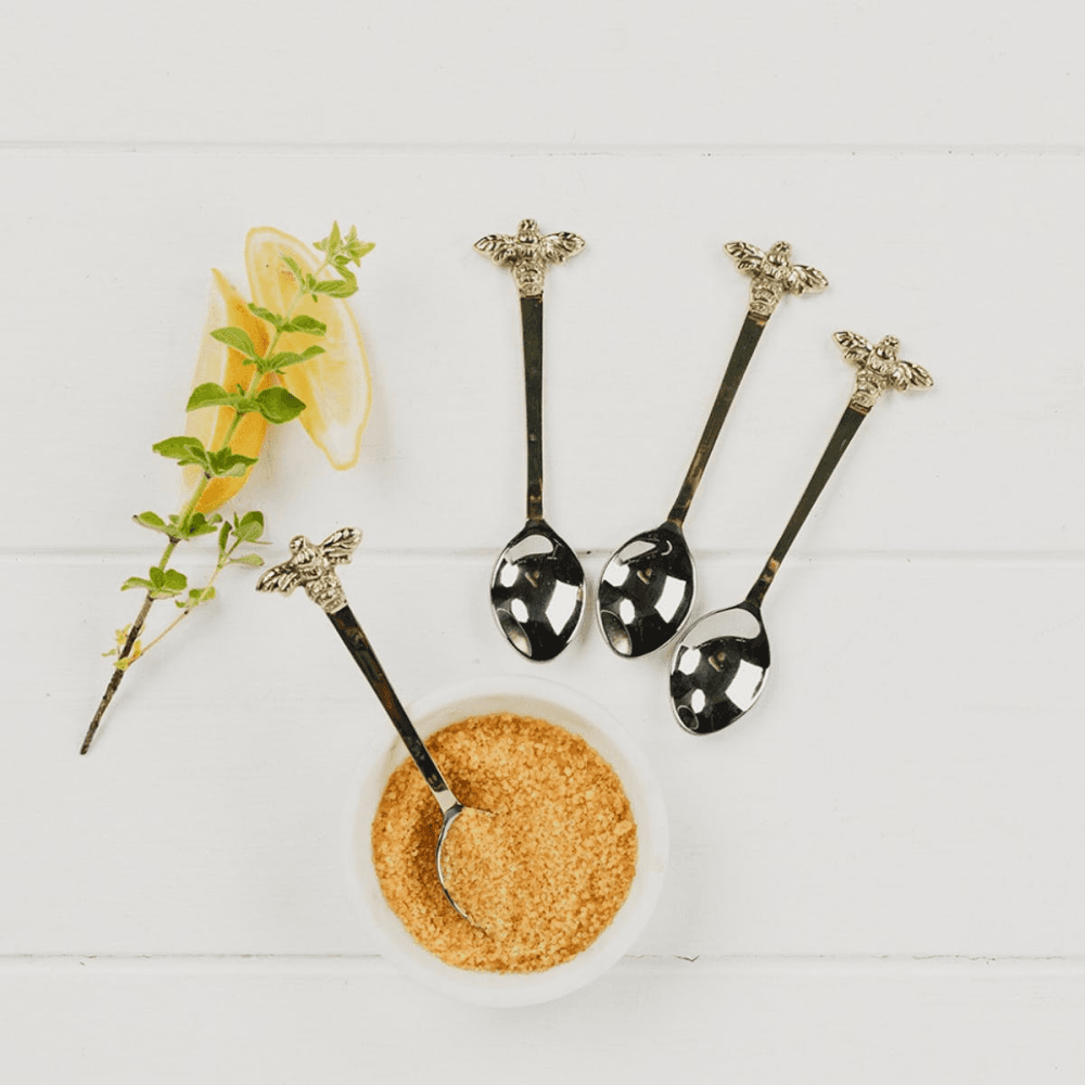 Bee Set of 4 spoons, Gold