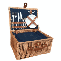Image showing the 2 Person Blue Tweed Hamper, Blue/Brown product.