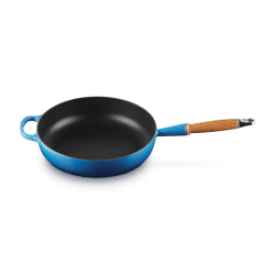 Image showing the Signature Cast Iron Saute Pan with Wooden Handle, 28cm, Azure product.