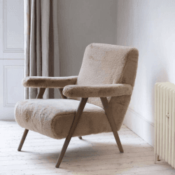 Image showing the Grayson Faux Sheepskin Chair, Taupe product.