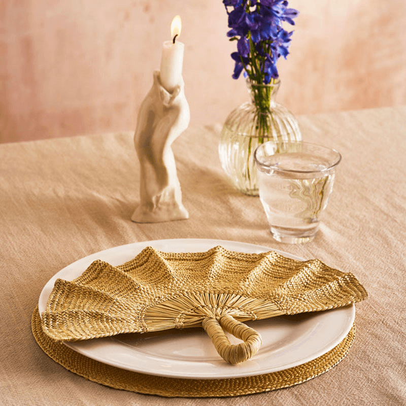 Classic Handwoven Fan, 24cm, Natural