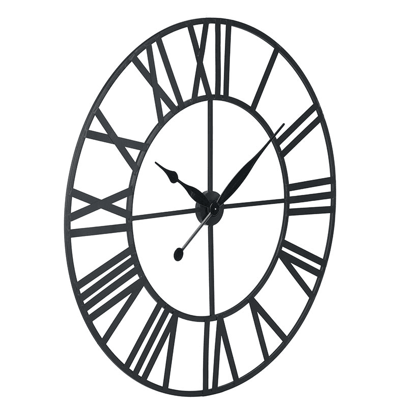 Metal Wall Clock, D120cm, Black