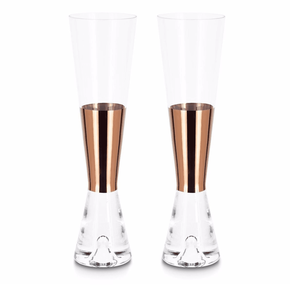 Tank Pair of champagne glasses, W6 x H22.5cm, Glass