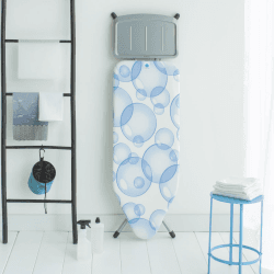 Image showing the PerfectFlow Ironing board with solid steam unit holder, 124 x 45cm, Metallic Grey Frame, Bubbles product.