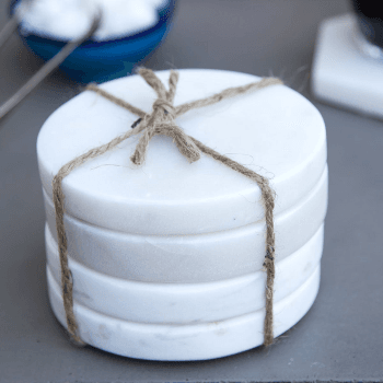 Image showing the Round Marble Coasters, Set of 4, White product.