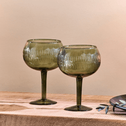 Image showing the Mila Set of 2 Gin Glasses, Dark Emerald, Dark Emerald product.