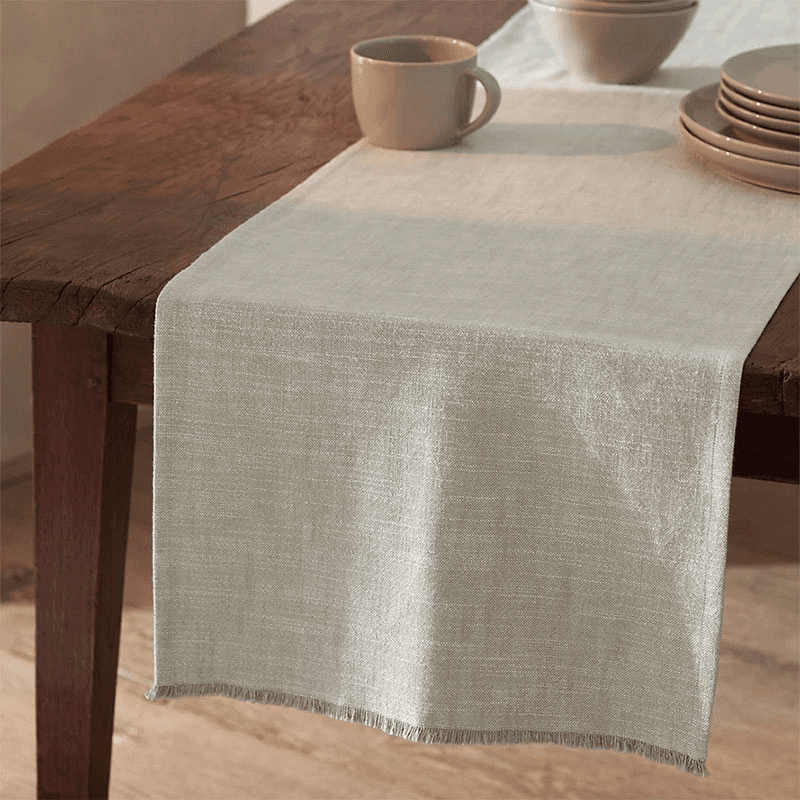 Fringed Table Runner, 230 x 40cm, Soft Grey