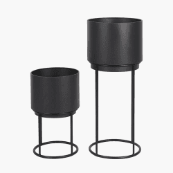 Image showing the Metal Circular Set of 2 Planters, Graphite product.