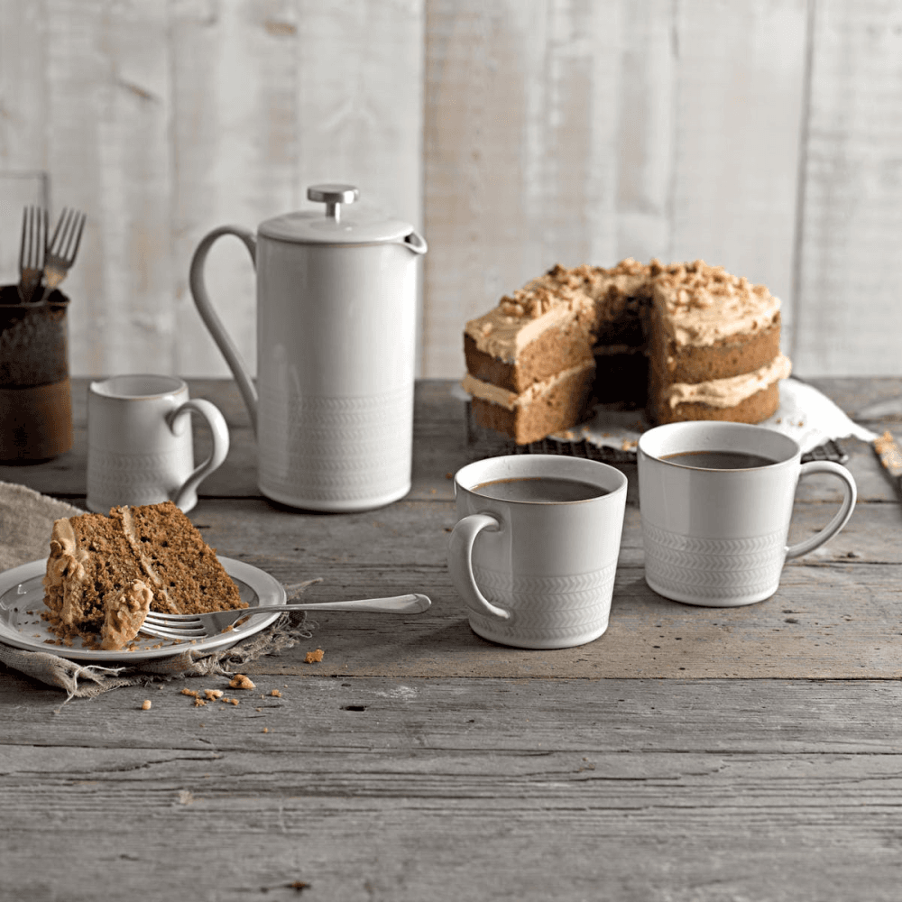 Natural Canvas Set of 2 Textured Mugs, 400ml