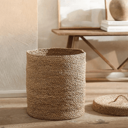Image showing the Seagrass Storage Basket, H40 x D36cm, Natural product.