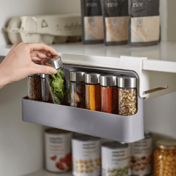 Image showing the CupboardStore Spice rack, H9.5 x W32 x D13.5cm, Dark Grey/ Grey product.
