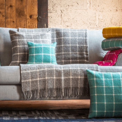 Image showing the Chequered Pure New Wool Throw, 150 x 183cm, Grey product.