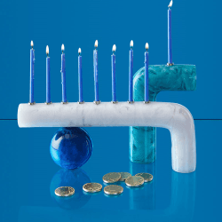 Image showing the Mustique Menorah, 37cm, Blue product.